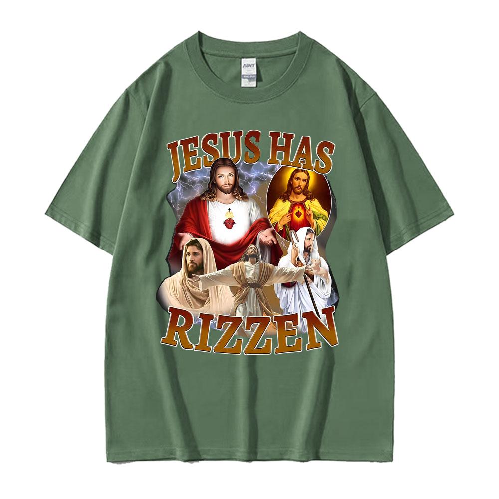 Lustiges Jesus ist auferstanden Jesus Cool Lustiges Grafik-T-Shirt Unisex Damen Komfort Oversize-T-Shirts Gothic Kleidung Kurzarm-T-Shirt