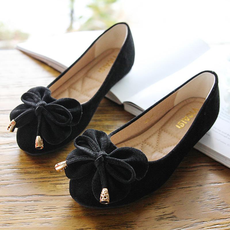 Fashion Classic Bowknot Shoes Women Flower Appliques Moccasines Femmes Faux Suede Ballets Flats Woman Slip On Single Shoes Daily Loafers