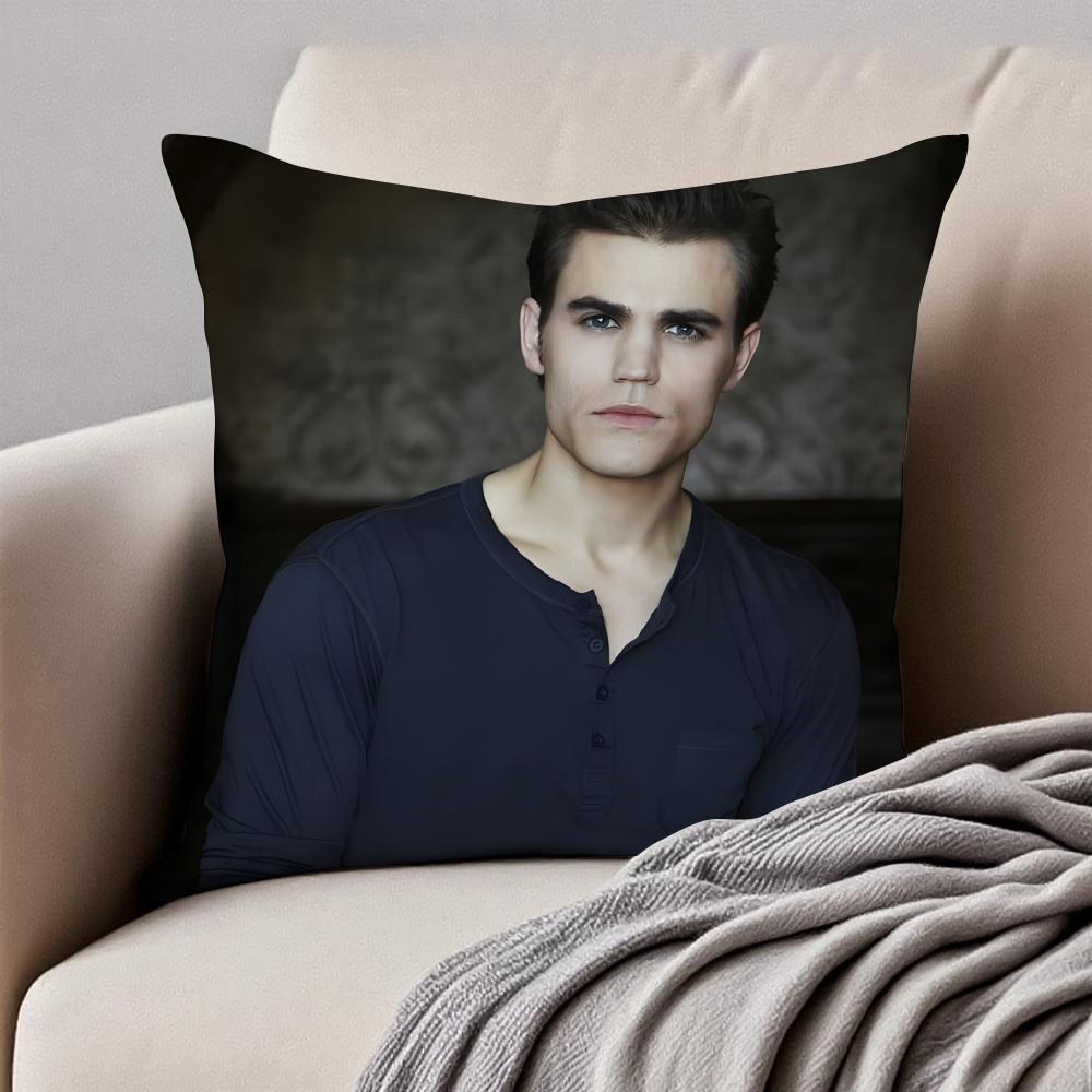 S-Stefan Salvatore Vampire Diaries Lead Cushion Cover Pillowcase Anti-Dustmite Invisible Zipper Short Plush Sofa Cushion
