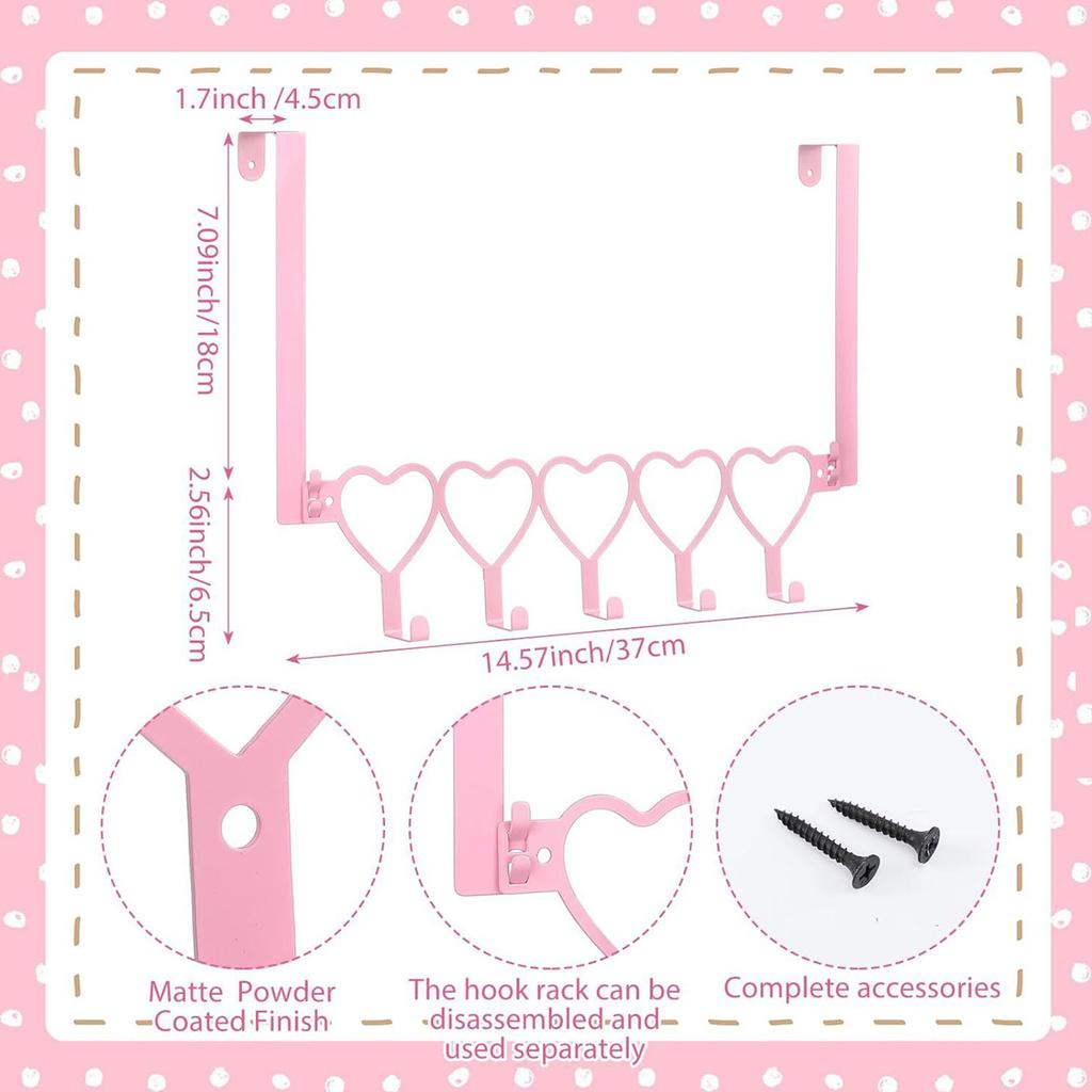 Easy Installation Pink Metal Over Door Hook for Organizing Towel Hat Clothes Home Clothing Storage Solution