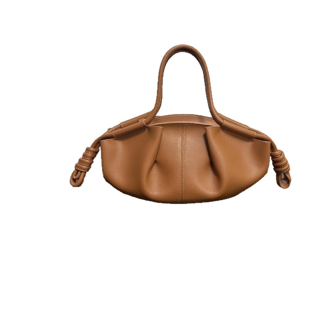 2025 New Internet celebrity catwalk model leather cloud bag dumpling bag drawstring women's bag fashion high sense messenger portable