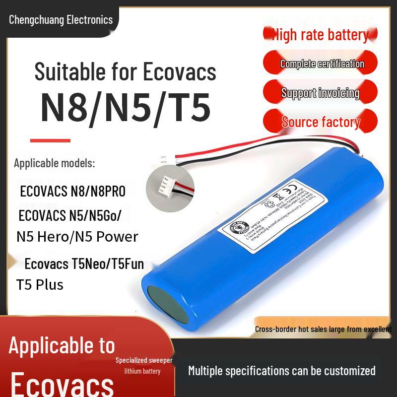 Compatible Lithium Battery for Ecovacs T5 Fun, Neo, Plus, N5 Hero, Go, Power, T8, N8, N8 Pro Models