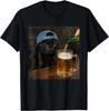 Black Cat Drinking Beer Funny Black Cat Meme Unisex T-Shirt