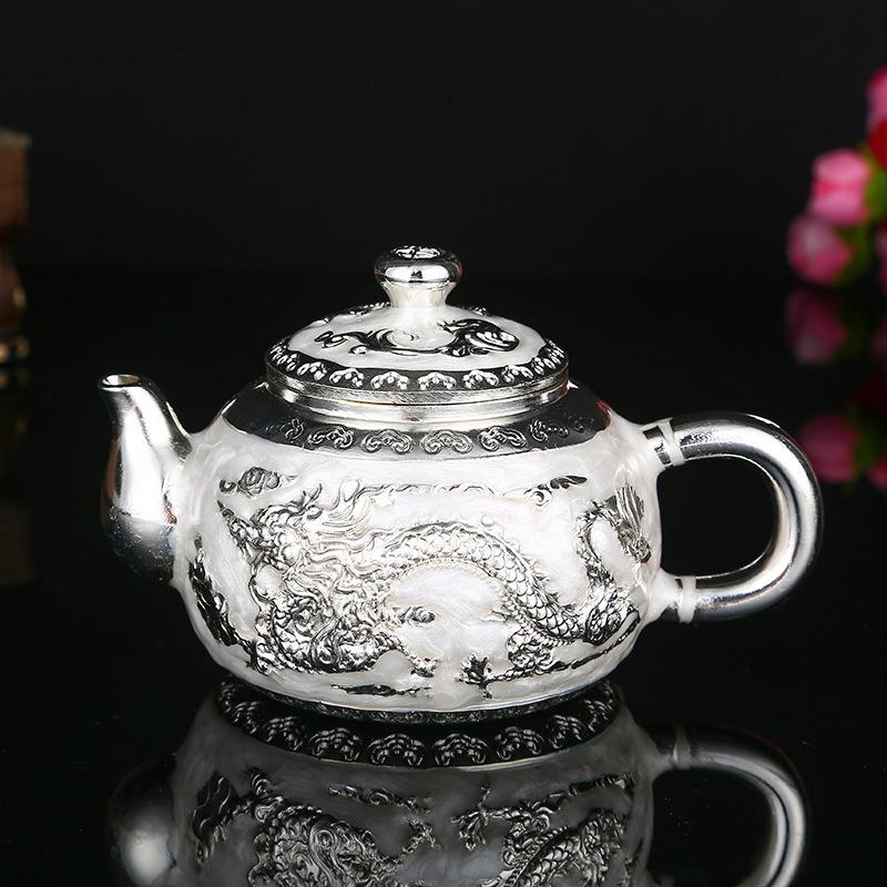 European high-end silver dragon and phoenix tea set home office creative and convenient kung fu tea set gift box packaging box