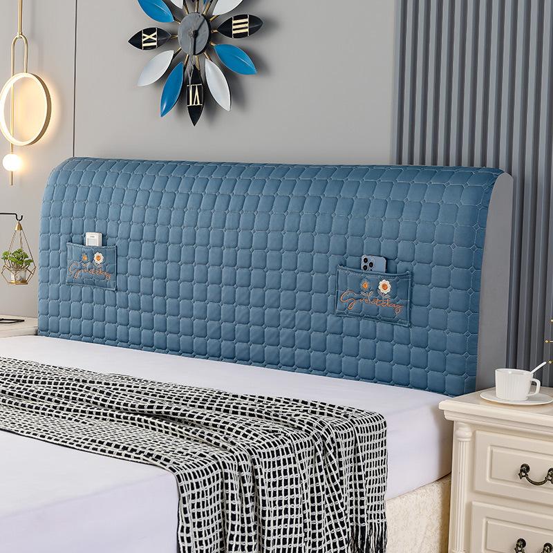 Simple Modern Style Bed Head Cover with Elastic All Inclusive Bedroom Dust-proof and Anti-collision Thickened Universal Headboard Cover with Pocket