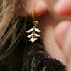 Vintage Leaf Hollow Earrings Geometric Creativity Silver Color Dangle Earrings For Women Jewelry