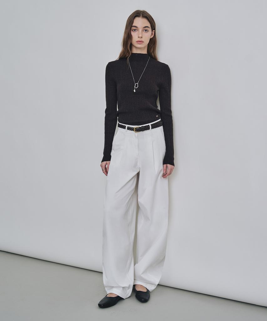 Keoseuteomeokeullagumeon Cotton-Like Semi-Balloon One-Pleat Slacks 3 Color Cowpt003