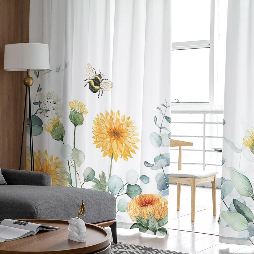 Pastoral Butterfly Flower Daisy Dandelion Sheer Curtains Bedroom Living Room Voile Window Curtains Tulle Curtains for Kids Room