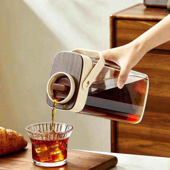 Macchina per Caffè Cold Brew, Brocca Cold Brew da 1000 ml con Coperchio, Caraffa Termoresistente per Tè Freddo per Frigorifero, Pentola Cold Brew Portatile per Casa