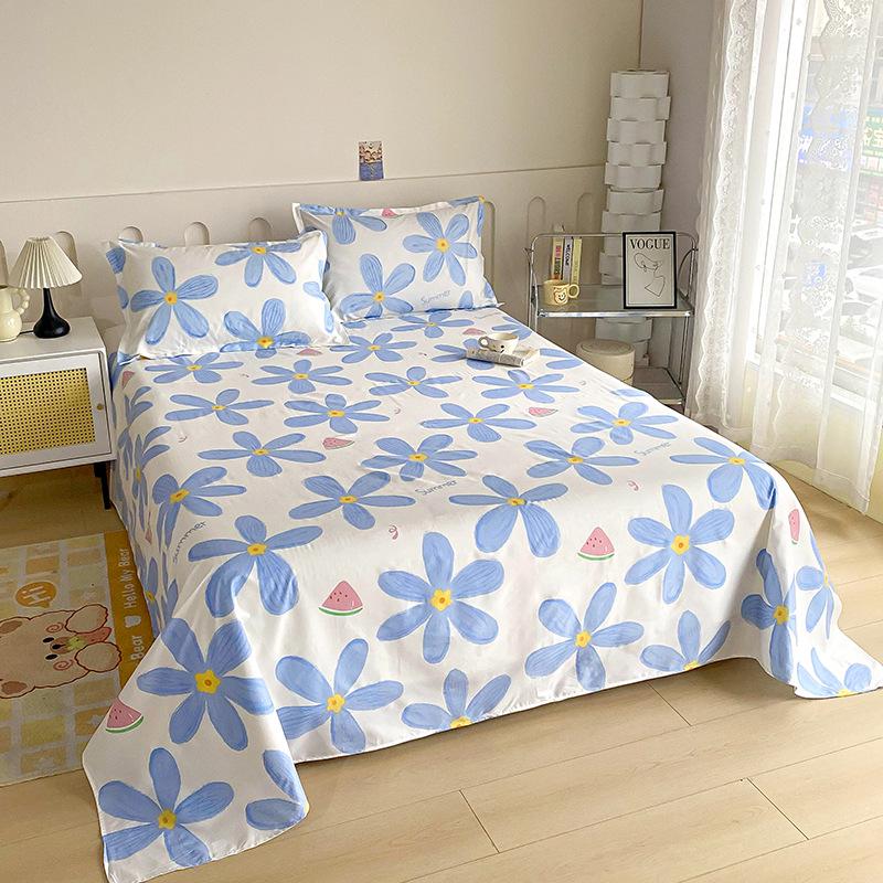 Double Person Cotton Bed Sheet for Summer - Skin-friendly, Student Dormitory Bedding