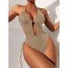 Costume da bagno intero Cikini con cut-out e laccetti laterali, monocolore, da spiaggia, costume da bagno, estate
