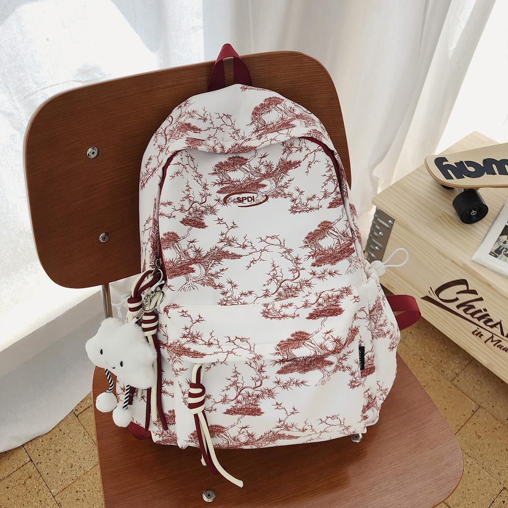 Cartable haute valeur style national sac à dos à encre simple et tendance style campus sac à dos étudiant grande capacité léger sac à dos réduisant la charge
