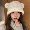 Soft Glutinous Cute Handmade Ears Bear Hat Women's Autumn and Winter Warm Curling Ear Protector Wool Hat