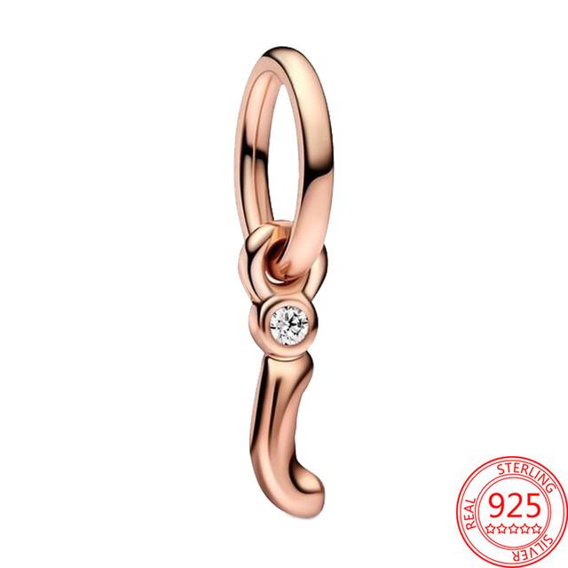 Argint Sterling S925 Charm Pandantiv Alfabet Script Litere A-Z Potrivit Brățară Originală Colier DIY Bijuterii
