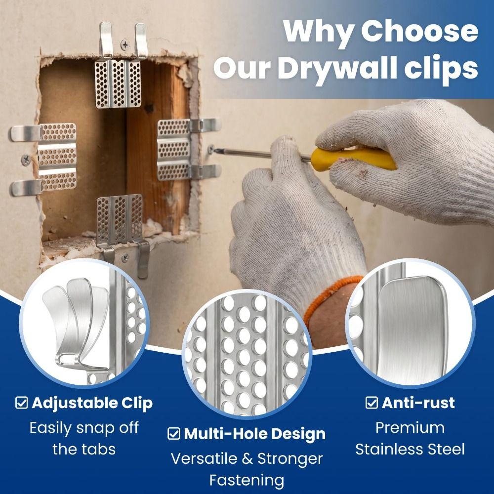 Stainless Steel Wall Repair Clips Strong Metal Hole Repair Patch Wall Patch Kit Smooth Walls