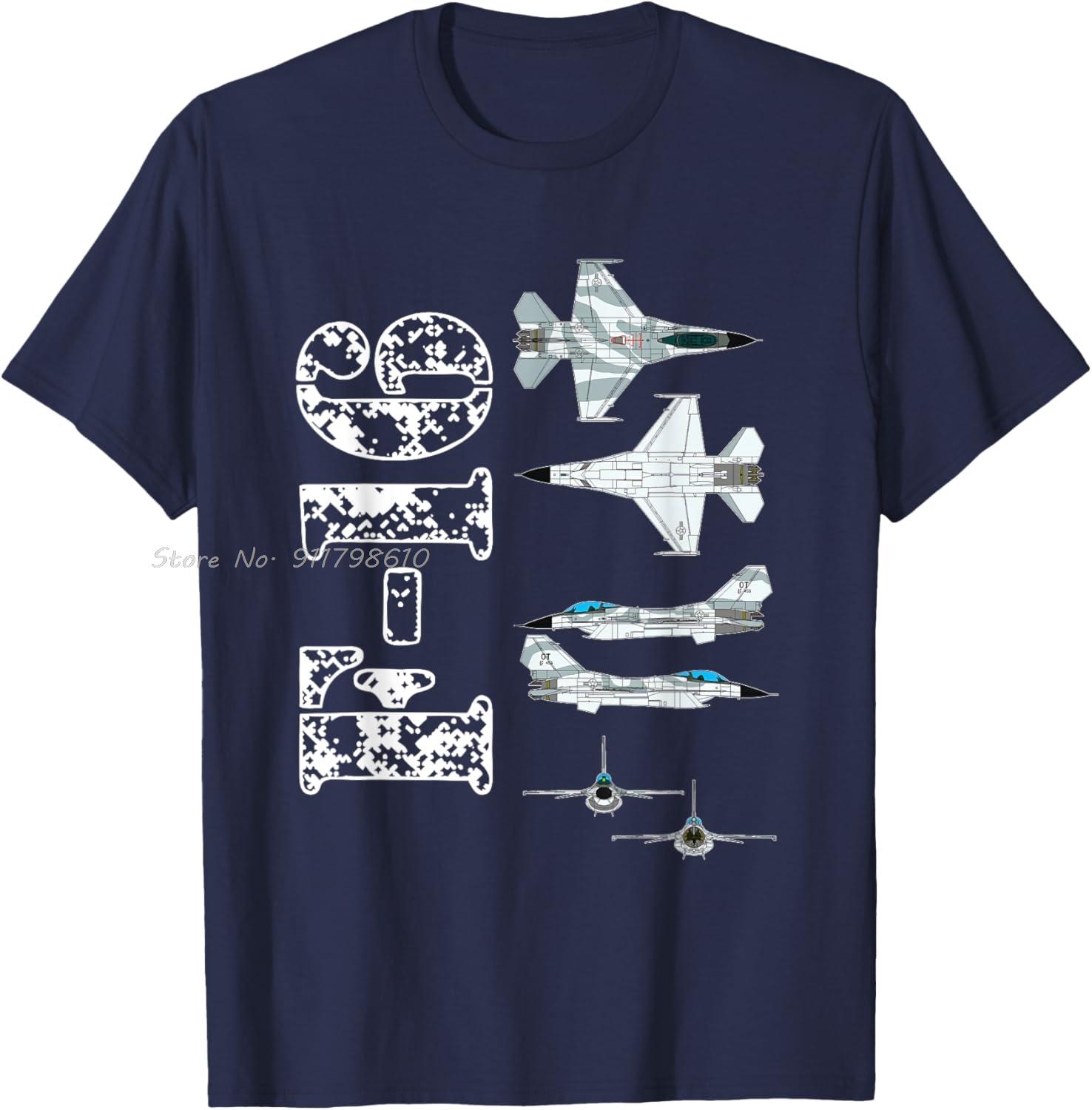 

Истребитель F16 Реактивный самолет Чертеж Дизайн Хлопковая футболка Повседневная Футболка оверсайз Летние Унисекс Топы Футболки Мужская одежда 4XL