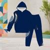 Girls Abstract Printed Hooded Long Sleeve Kangaroo Pocket Top Cuffed Pants Two Piece Set