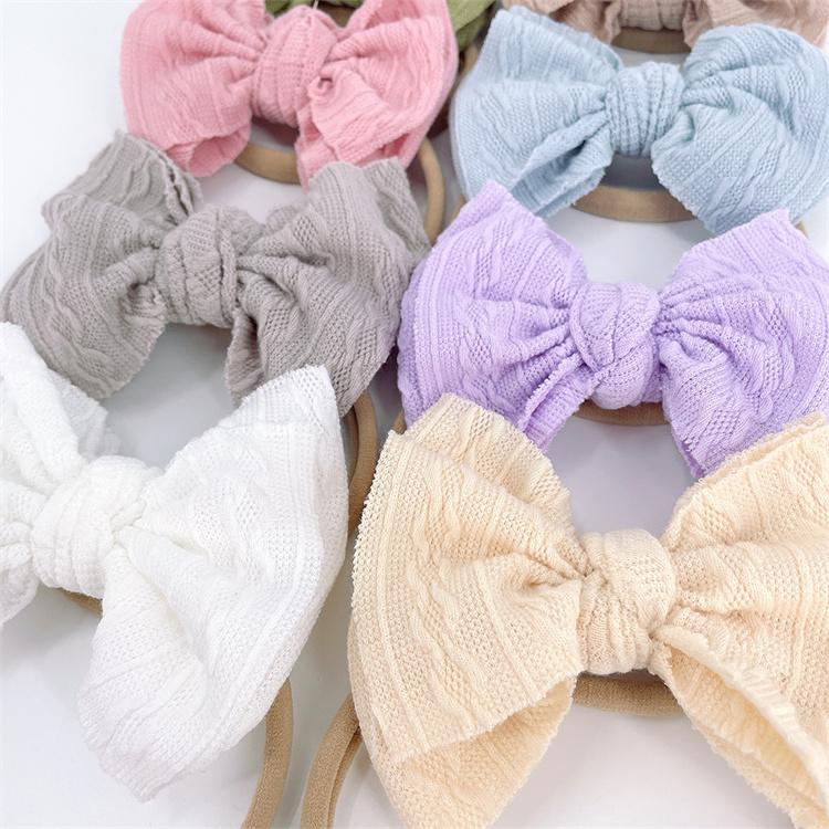 Baby Girls Bowknot Headband Elastic Princess Nylon Hair Bands Hair Accessories