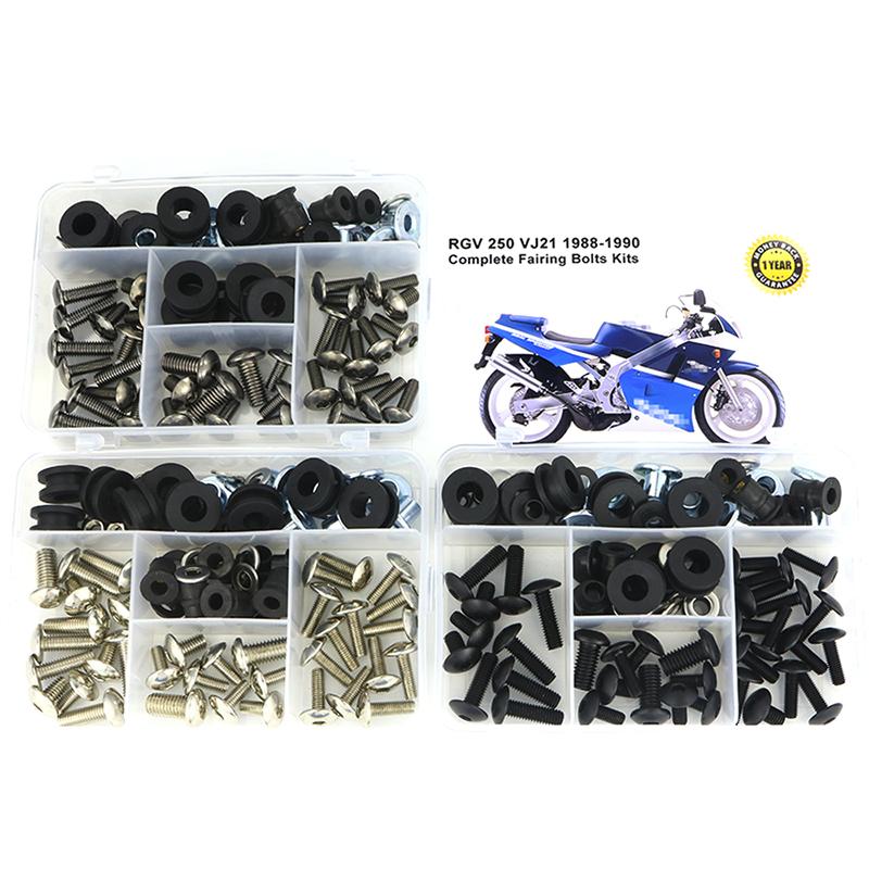 Passend für Suzuki RGV 250 VJ21 1988 1989 1990 Kompletter Vollverkleidungs-Schraubensatz Karosserieschrauben Stahlklammern Schnellmuttern Abdeckschrauben