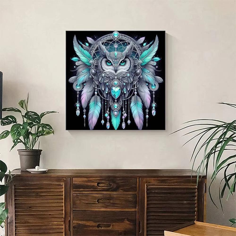 Owl Diamond Mosaic Dreamcatcher Diamond Painting Animal Full Square Round Drill Embroidery Cartoon Bedroom Decoration