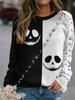 Ethnic-Style Japanese Mallow Wave Print Sweatshirt with Round Collar - 2024 Autumn/Winter Collection