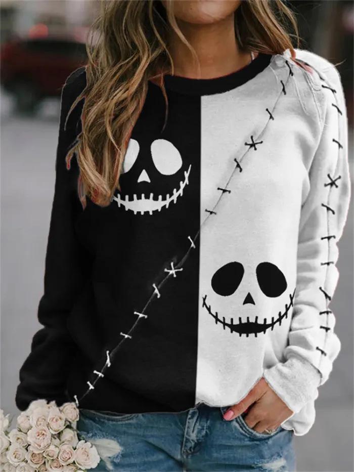 Ethnic-Style Japanese Mallow Wave Print Sweatshirt with Round Collar - 2024 Autumn/Winter Collection