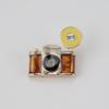 Vintage Retro Enamel Diamond Camera Brooch Badge