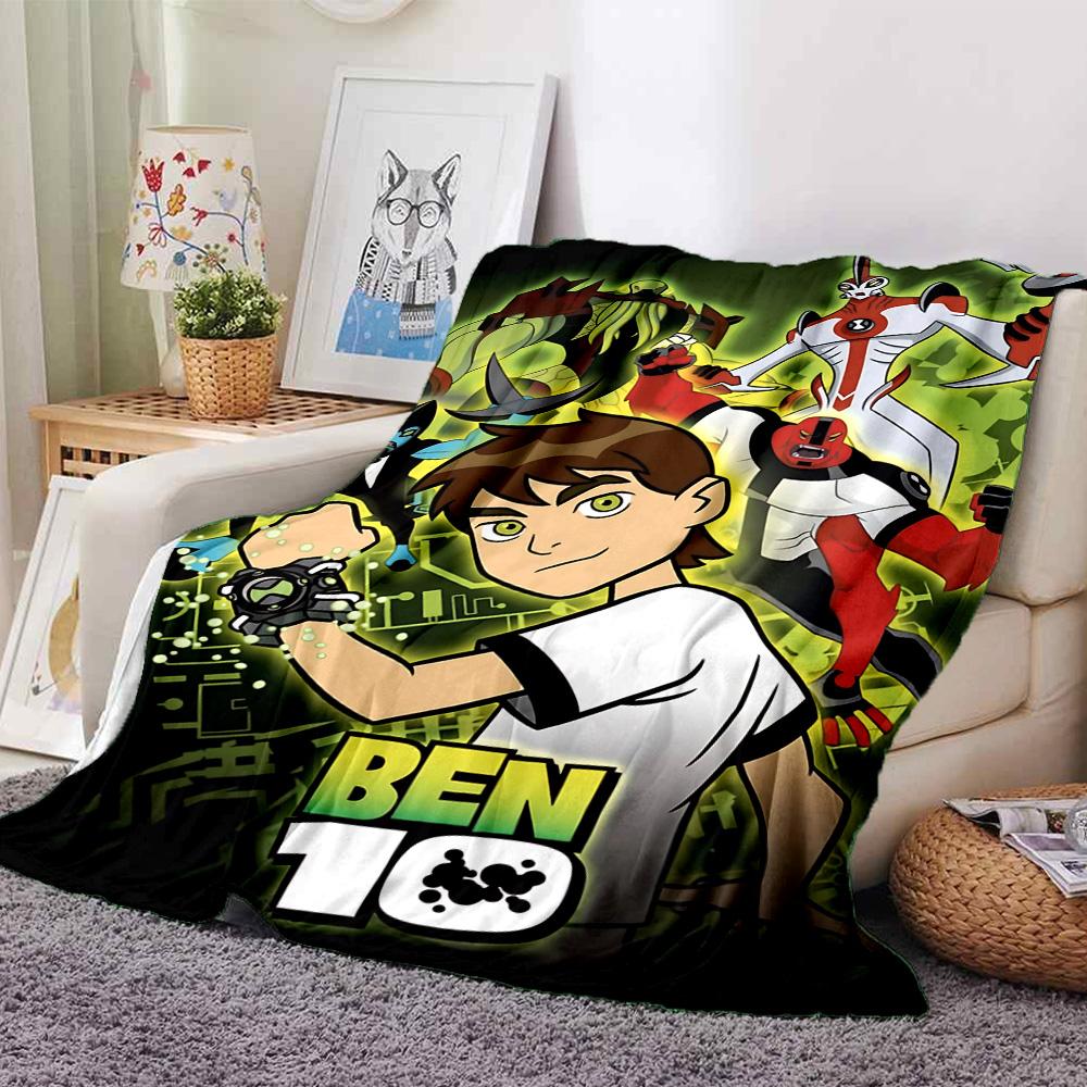 1pc Ben Alien Force Flannel Blanket for Super Soft Cute Comfort Blanket for Travel Bedding Couch Sofa Blanket Y73062