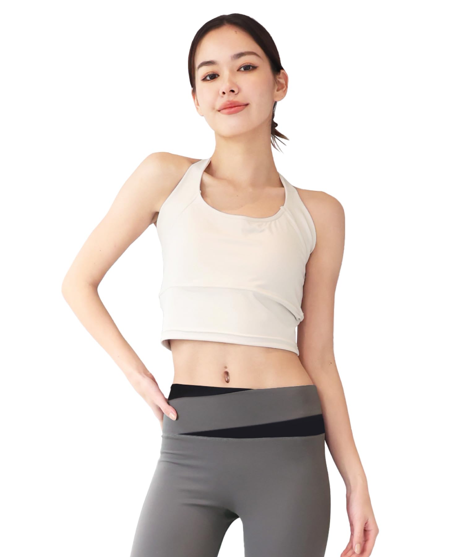 

Майка и спортивная одежда ON NISHIKI для и домашних тренировок, комплект размеров, леггинсы, двухцветный фитнес, бег, тренировки, спортзал, (Бежевый 4/M/KYT001) бежевый