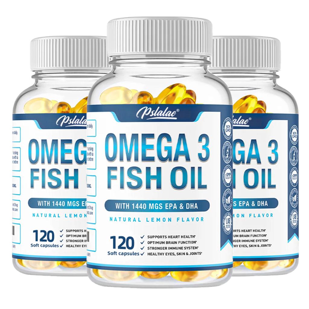 Triple-strength Omega-3 Fish Oil Capsules, Wild-caught EPA and DHA, Omega-3 Fatty Acids, Suitable for Adults.