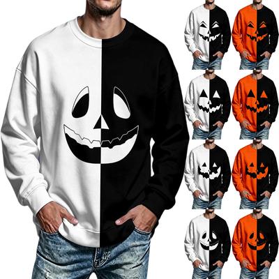 Men's Halloween Print Long Sleeve Neck Sweatshirt Casual Sports Pullover