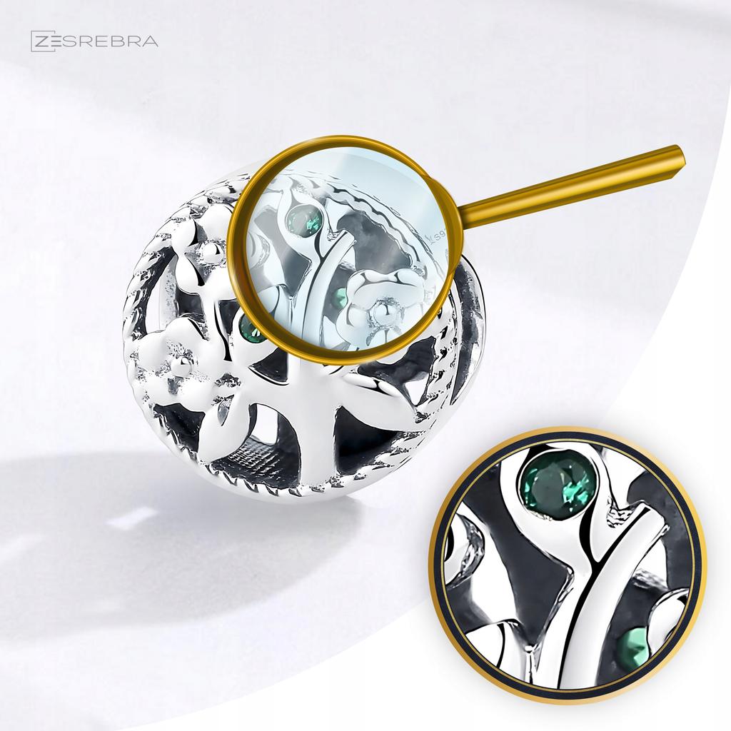 Charms Tree Bead Pendant 925 Colorful Zircons Beads