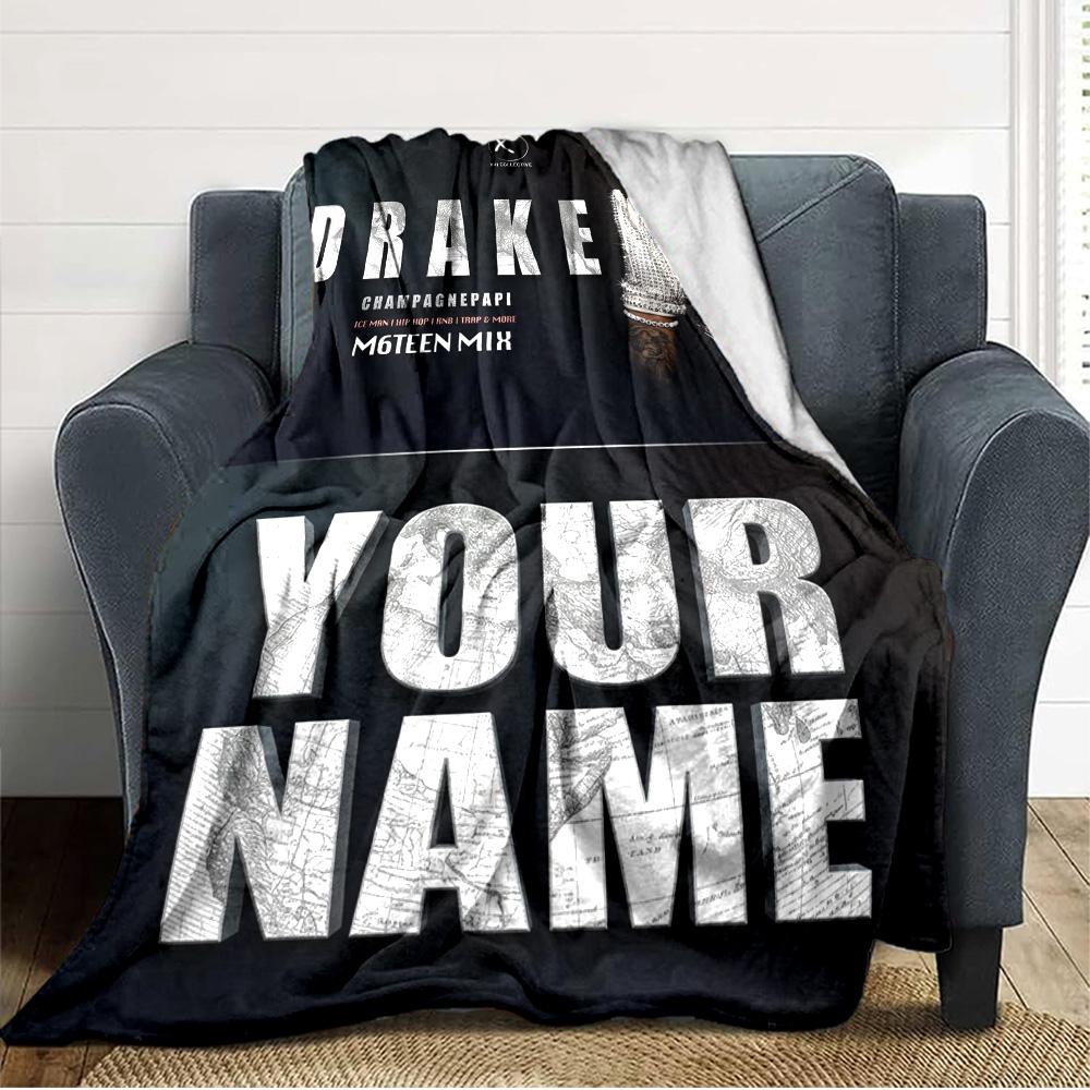 Name Custom Drake Print Flannel Blanket High Quality Warm Comfortable Cover for All Seasons Perfect for Gifts Home Decor