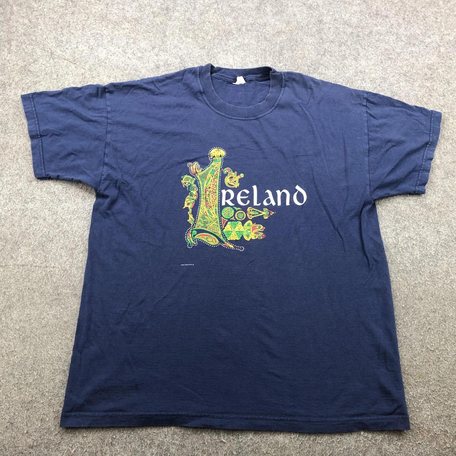 

Vintage Ireland Shirt Mens XL Navy Blue Celtic Graphic Screen Stars 90s S