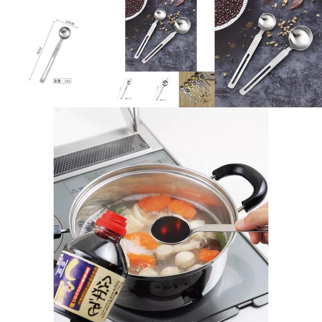 Elegant Silver And Colorful 304 Stainless Steel Long Handle Measuring Spoon Set