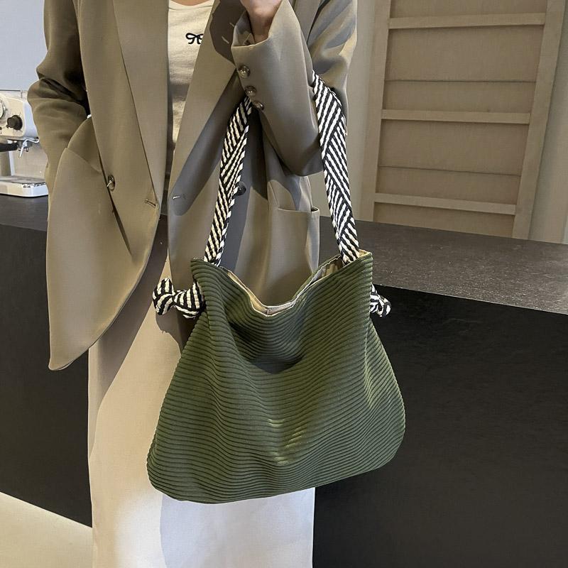 Women's Bag Lightweight Corduroy Shoulder Bag Large Capacity Tote Bag Student Class Crossbody Bag