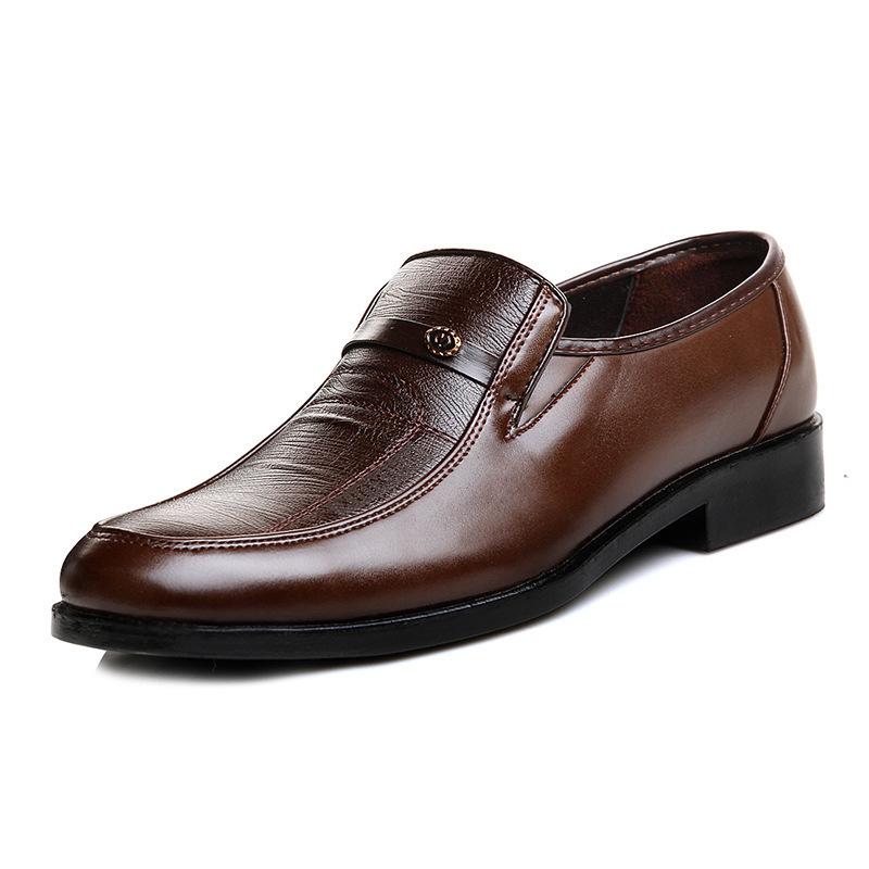 Men Leather Shoes Business Shoes Round Toe Dress Shoes Party Wedding Shoe High Quality Casual Men Loafers Work Slip-On Flat Shoe