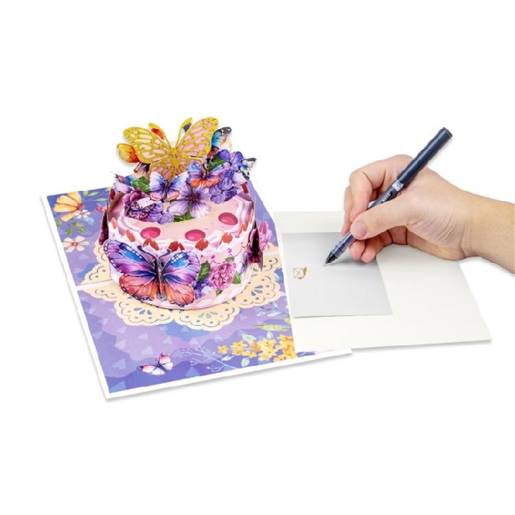 Delicate Cake Butterfly Design Foldable Greeting Card With Writing Space Handcrafted Birthday Card with Envelope