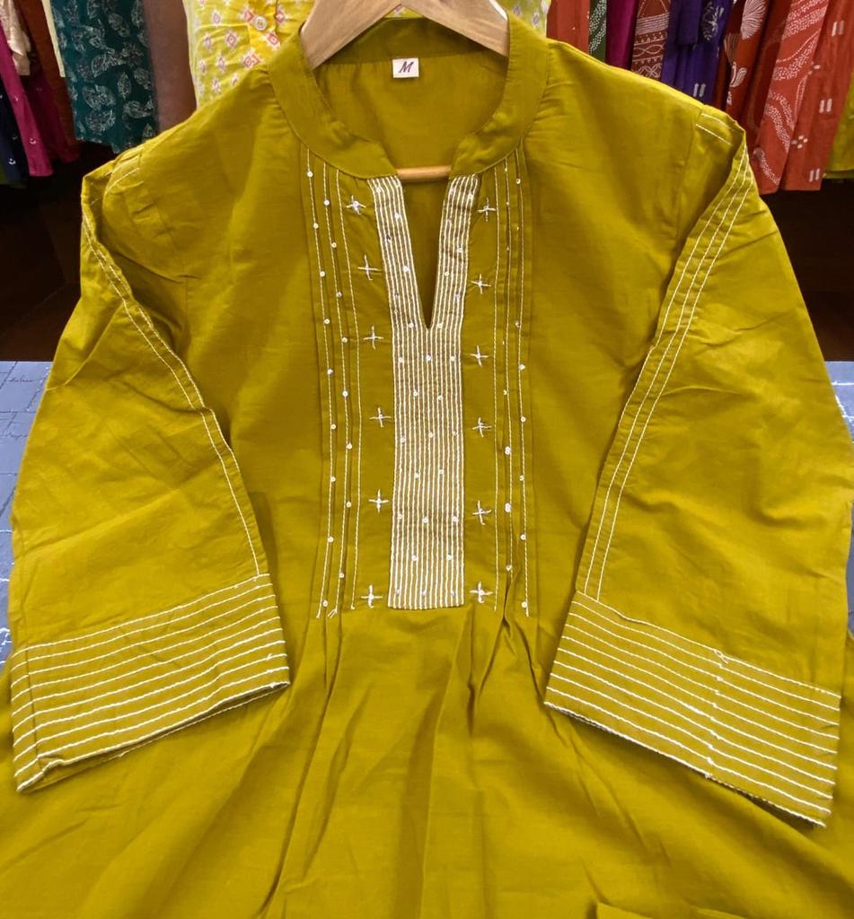 Beautiful Designer Party Wear Cotton Kurta Pant Cord Set Indian Women Bollywood Top Tunic Kurti