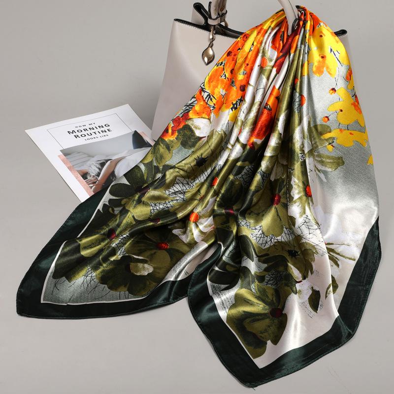 90 Square Scarves, Silk Scarves, Women's New Spring and Summer High-end Sense Versatile, Thin Scarves, Shawls Outside