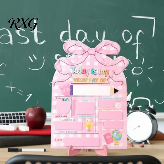 Child Drawing Board First Day of School Sign, Reusable Wooden Chalkboard Sign for Kids, Back Message Center to Decorations Supplies Kindergarten