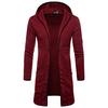 Fashion Mens Hooded Solid Trench Coat Jacket Cardigan Long Sleeve Outwear Blouse