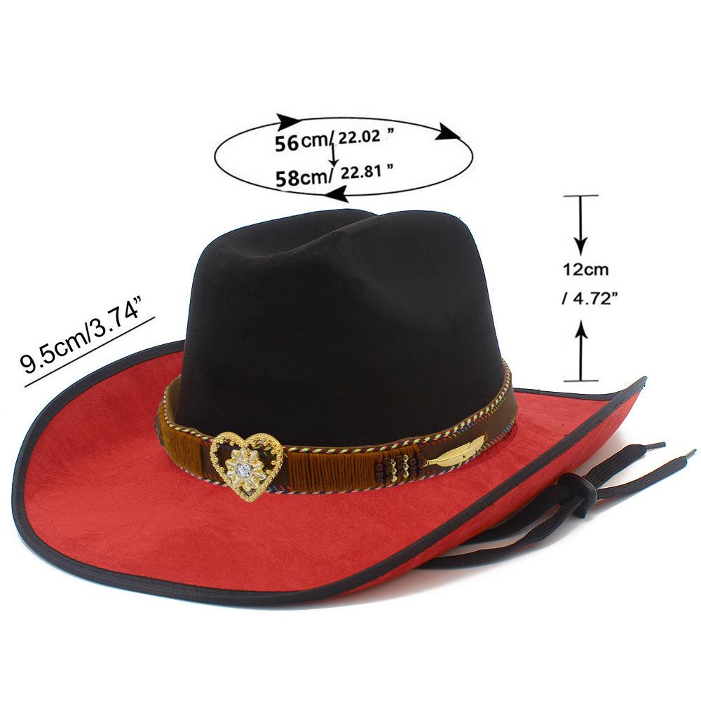 Popular European and American style suede western cowboy hat men and women contrasting colors simple big eaves jazz hat