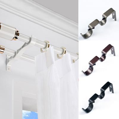 Universal Metal Window Curtain Rod Bracket Holder Drape Bar Fixed Hook Clamp