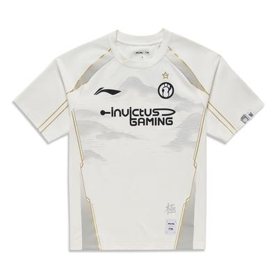 Li Ning Sports Life Series E-Sports Series Buchstabenlogo Rundhals-Pullover Kurzarm-T-Shirt Saison 2024 IG Team Unisex T-Shirts ATSU643-1