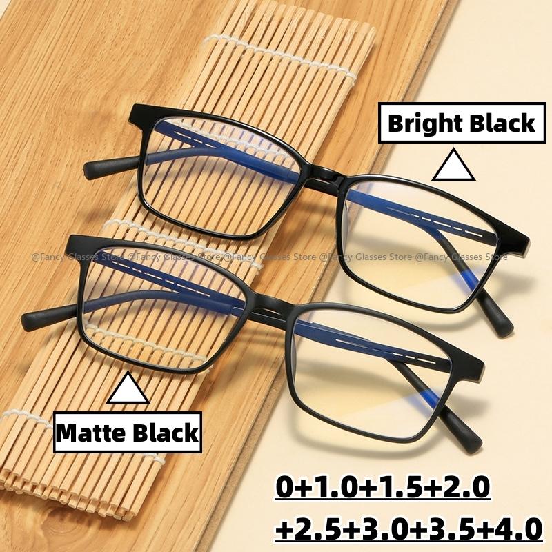 Unisex Business TR Frame Reading Glasses Men Blue Light Blocking Eyeglasses Titanium Far Sighted Eyewear for Women 0+1.0+4.0