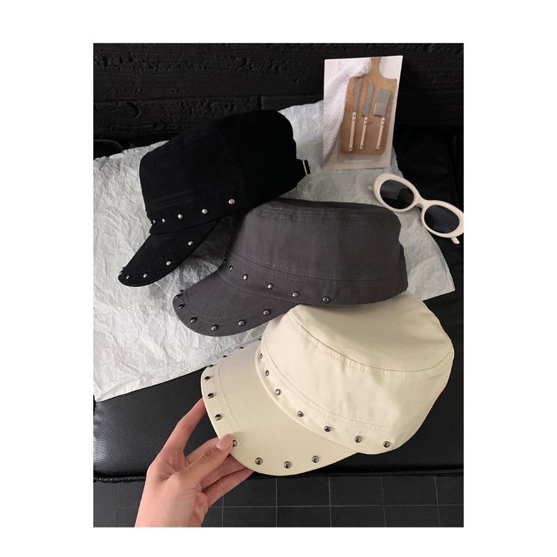 Women S Vintage Rivet Flat Top Equestrian Hat Summer Sun Protection Casual Hat