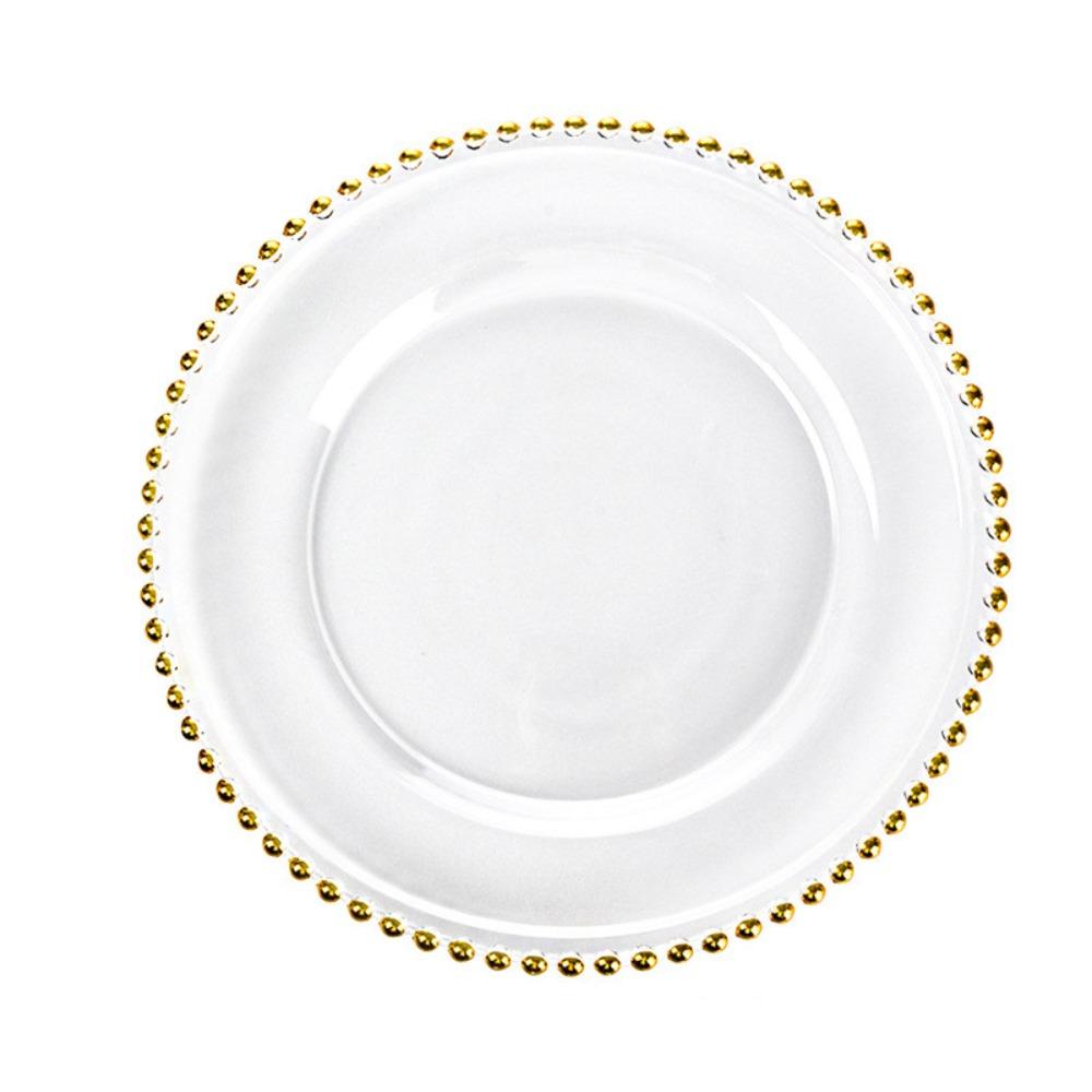 European-style Phnom Penh Transparent Glass Beads Plate Pearl Plate Western-style Salad Tray Home Wedding Decoration Plate