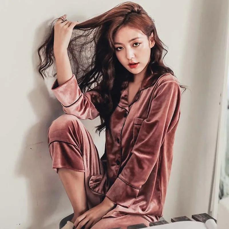 

Женские зимние пижамы, спальные костюмы, теплая одежда для сна, бархатная пижама, домашняя одежда, комплекты топа и трусиков с длинными рукавами и застежкой на пуговицы, большие размеры M-5XL 5XL