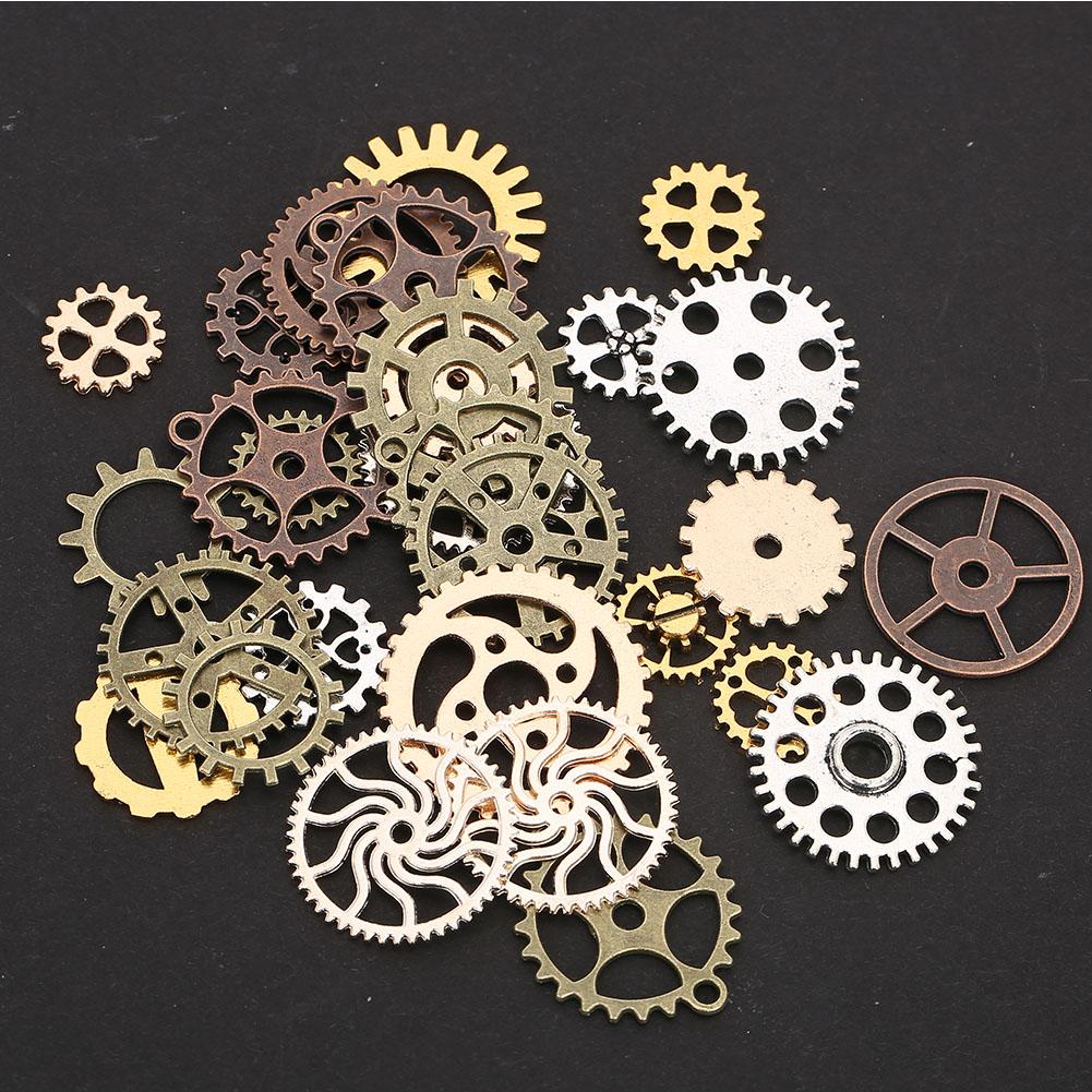 Assorted Antique Vintage Gear Charms Pendants for Jewelry DIY Accessories (Mixed Color)